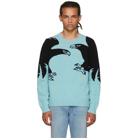 gucci blue eagle sweater|black gucci hoodie.